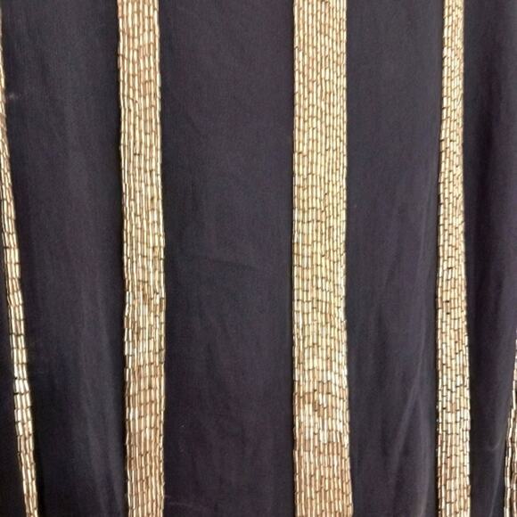 Alice + Olivia SILK Blouse Beaded Sz XS DARK BLUE Boxy Short Flowy Cocktail - Picture 11 of 15